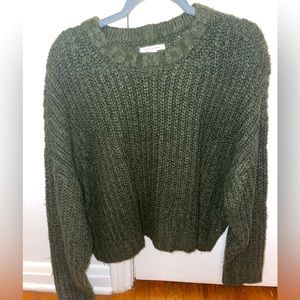 XL Olive Green Cropped American Eagle Sweater